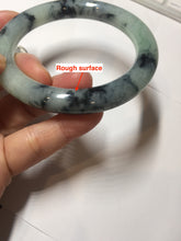 Load image into Gallery viewer, 58.3mm Certified Type A 100% Natural light green with flying dark green flowers chubby round cut Jadeite bangle PE20-5954
