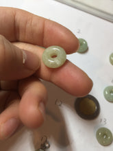 Load image into Gallery viewer, 12-13.2mm Type A 100% Natural light green yellow brown gray Jadeite Safety Guardian Button donuts pendant PF39 Add on item
