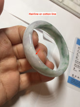 Load image into Gallery viewer, 50.5mm certified 100% natural Type A sunny green/white/purple thin jadeite jade bangle PE77-5465
