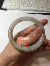 Load image into Gallery viewer, 53.3mm certified 100% natural Type A sunny green white carved and golden-painted jadeite jade bangle PF75
