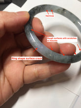 Load image into Gallery viewer, 55.8mm Certified Type A 100% Natural icy watery dark green/purple/gray round cut Jadeite bangle AA131-6925
