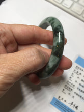 Load image into Gallery viewer, 59.5mm Certified Type A 100% Natural dark green gray black camouflage color Jadeite bangle PD139-6273
