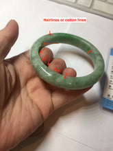 Load image into Gallery viewer, 59mm Certified Type A 100% Natural sunny green gray Jadeite Jade bangle BG236-9898
