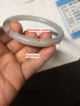 Load image into Gallery viewer, 58mm certified Type A 100% Natural white light purple red with brown red flying dandelions slim round cut Jadeite Jade bangle PE119-3719
