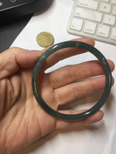 Load image into Gallery viewer, 61mm Certified Type A 100% Natural dark green/blue/gray with Guatemala slim round cut Jadeite bangle PE53-7041
