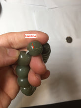 Load image into Gallery viewer, 100% Natural 13.8x12.5mm dark green/gray/brown vintage style nephrite Jade bead bracelet HF76
