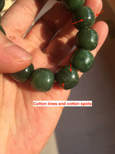 Load image into Gallery viewer, 13.7x13mm 100% Natural olive green/brown/black vintage style nephrite Jade bead bracelet HE95

