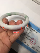 Load image into Gallery viewer, 54mm Certified Type A 100% Natural light green purple(春带彩) round cut jadeite Jade bangle AA84-4939
