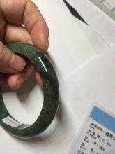Load image into Gallery viewer, 56.8mm Certified 100% natural Type A oily dark green/ gray (老油青) jadeite jade bangle PC1-0375
