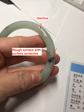 Load image into Gallery viewer, 58.4mm Certified Type A 100% Natural light green with flying dark green flowers round cut Jadeite bangle PE22-5861
