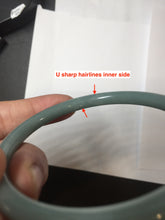 Load image into Gallery viewer, 59mm Certified Type A 100% Natural Light Blue Green Gray Ru Kiln Sky Celadon Blue (汝窑天青蓝) Guatemala Jadeite Jade Slim Round Bangle BS160-8651
