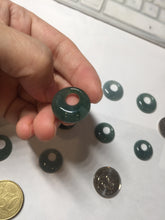 Load image into Gallery viewer, 100% natural Type A dark green blue gray Guatemala jadeite safety Guardian ring pendant PD12
