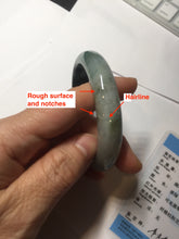 Load image into Gallery viewer, 56.6mm certified 100% natural Type dark green/ gray jadeite jade bangle AU56-4021
