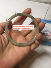 Load image into Gallery viewer, 56mm Certified Type A 100% Natural sunny green/black/gray with dark green floating flowers slim round cut Jadeite bangle PD77-5764
