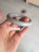 Load image into Gallery viewer, 56.4mm 100% Natural white/beige/gray with floating dandelions round cut nephrite jade bangle HT95
