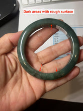Load image into Gallery viewer, 57.2mm Certified type A 100% Natural oily dark green (老油青) blue gray black Mountains Afar in Blue-Green Haze(远山如黛)Jadeite bangle PC255-0556
