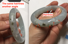 Load image into Gallery viewer, 54.5mm 100% natural type A icy watery light green/brown/black ice river with seaweed jadeite jade bangle Y154-5248
