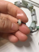 Load image into Gallery viewer, 54–66mm 100% Natural Type A Dark Green, White, Lavender &amp; Gray Jadeite Cylinder Bead Bracelet PC243
