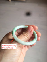 Load image into Gallery viewer, 35-38mm Type A 100% Natural sunny green/white Jadeite Jade kids bangle /scarf button group BF100
