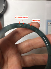 Load image into Gallery viewer, 57.6mm Certified Type A 100% Natural dark green blue gray black slim round cut Guatemala Jadeite bangle PJ5-4321
