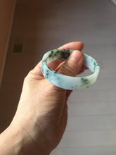Load image into Gallery viewer, 50.8mm Certified type A 100% Natural sunny green/white/purple Little Wildflower thin square Jadeite Jade bangle PA252-6917
