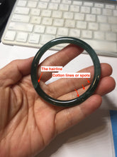 Load image into Gallery viewer, 54mm Certified Type A 100% Natural dark green/blue/gray Guatemala slim round cut Jadeite bangle PC184-0790
