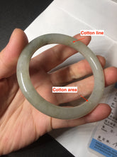 Load image into Gallery viewer, 53.3mm certified 100% natural Type A light green yellow with floating seaweed round cut jadeite jade bangle BM63-6612
