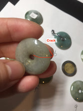 Load image into Gallery viewer, 25mm 100% Natural light green/blue/gray/yellow jadeite Jade Safety Guardian Button(donut) Pendant AR101
