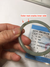 Load image into Gallery viewer, 54.8mm Certified type A 100% Natural light green gray black slim round cut Jadeite bangle PA187-2472
