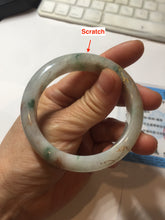 Load image into Gallery viewer, 51mm certified 100% natural Type A light green red with green floating flowers carved and golden-painted jadeite jade bangle PF80-6081
