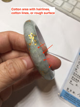 Load image into Gallery viewer, 55.5mm 100% Natural type A green purple carved plum blossom and golden-painted Jadeite Jade bangle PB226-0257
