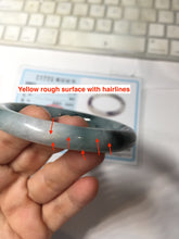Load image into Gallery viewer, 57.7mm Certified Type A 100% Natural Dark Green Blue Gray Black Moonlit Ink (水墨月色) Round Cut Jadeite Jade Bangle BS148-0737
