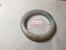 Load image into Gallery viewer, 53.5mm 100% Natural type A sunny green purple white carved flowers golden-painted Jadeite Jade bangle PF32-2885
