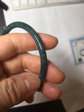 Load image into Gallery viewer, 58.5mm Certified Type A 100% Natural dark green/blue/gray Guatemala slim round cut Jadeite bangle PH11-2325
