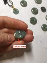 Load image into Gallery viewer, 14.5-23mm Type A 100% Natural dark green black gray(老油青) Jadeite Safety Guardian Button donuts pendant PF45
