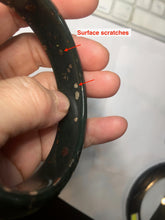 Load image into Gallery viewer, 60.4mm 100% Natural Dark Green Black Meteorite Night Sky Golden Blossom Fireworks Nephrite Bangle HN162-5905
