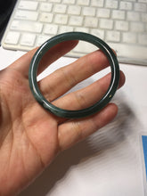 Load image into Gallery viewer, 54mm Certified Type A 100% Natural dark green/blue/gray Guatemala slim round cut Jadeite bangle PC184-0790
