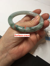 Load image into Gallery viewer, 55.3mm certified 100% natural Type A light green purple with green floating flowers round cut jadeite jade bangle BS110-2523
