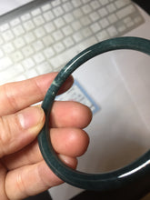 Load image into Gallery viewer, 59mm Certified Type A 100% Natural dark green/blue/gray with Guatemala slim round cut Jadeite bangle PH5-2328
