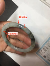 Load image into Gallery viewer, Sold! please don&#39;t order. THanks. 57mm certified type A 100% Natural green/brown/purple slim round cut jadeite jade bangle GL38-6-9010
