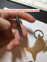 Load image into Gallery viewer, 52x23mm 100% Natural black brown yellow Buffalo Horn 3d carved fish Keychain, pendant, bag hanging group NJ3

