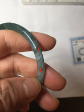 Load image into Gallery viewer, 55.4mm Certified Type A 100% Natural dark green/blue/gray Guatemala slim round cut Jadeite bangle PH8-2351
