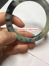 Load image into Gallery viewer, 58mm 100% Natural type A icy watery green dark carved flowers golden-painted round cut Jadeite Jade bangle PH76-5856

