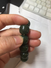 Load image into Gallery viewer, 13.7x13mm 100% Natural olive green/brown/black vintage style nephrite Jade bead bracelet HE95
