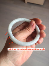 Load image into Gallery viewer, 53.5mm certified 100% natural Type A light green/white/ round cut jadeite jade bangle BS10-9563
