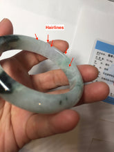 Load image into Gallery viewer, 56.5mm Certified Type A 100% Natural light purple white green with green floating flowers jadeite Jade bangle PB295-7300
