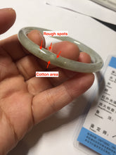 Load image into Gallery viewer, 55mm Certified type A 100% Natural light green gray black slim round cut Jadeite bangle PA204-2448
