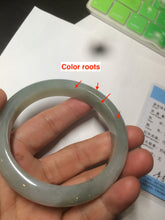 Load image into Gallery viewer, 57.3 mm Certified Type A 100% Natural green/gray Jadeite Jade bangle AZ69-0347
