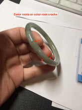 Load image into Gallery viewer, 54.5mm Certified type A 100% Natural light green gray black slim round cut Jadeite bangle PA197-2440
