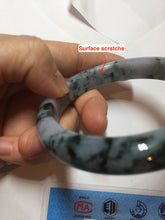 Load image into Gallery viewer, 60.5mm Certified Type A 100% Natural dark green/purple/gray Snowy Pine Mountain Jadeite Jade bangle PF28-1214
